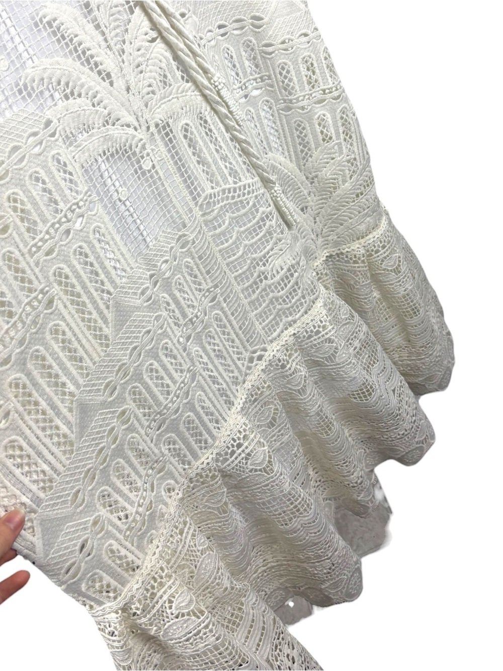 FARM RIO MORADA BOA GUIPURE LACE WHITE MIDI DRESS - Picture 11 of 16